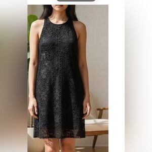 Ginger black lace swing dress